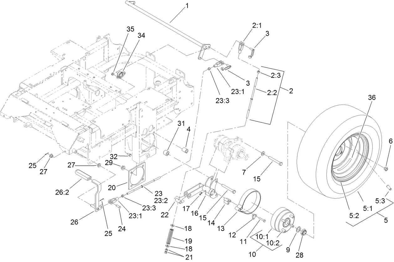 Main Frame and Rear Wheel Assembly