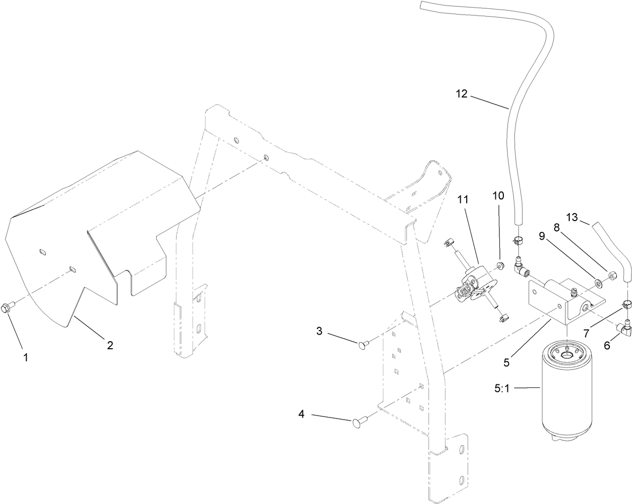 Fuel/Water Separator and Shield Assembly