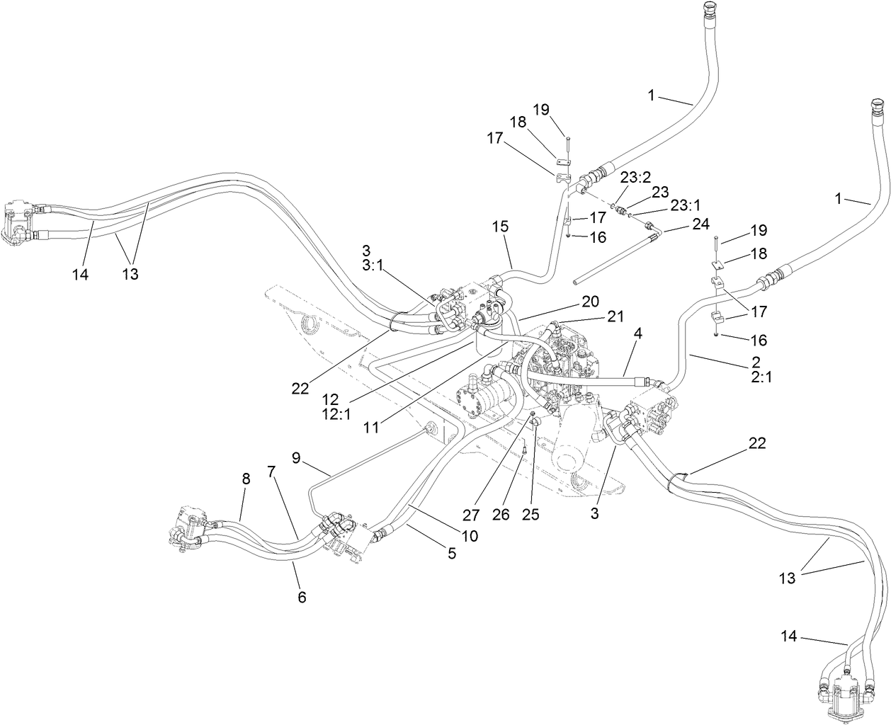 Power-Take-Off Hydraulic Plumbing Assembly