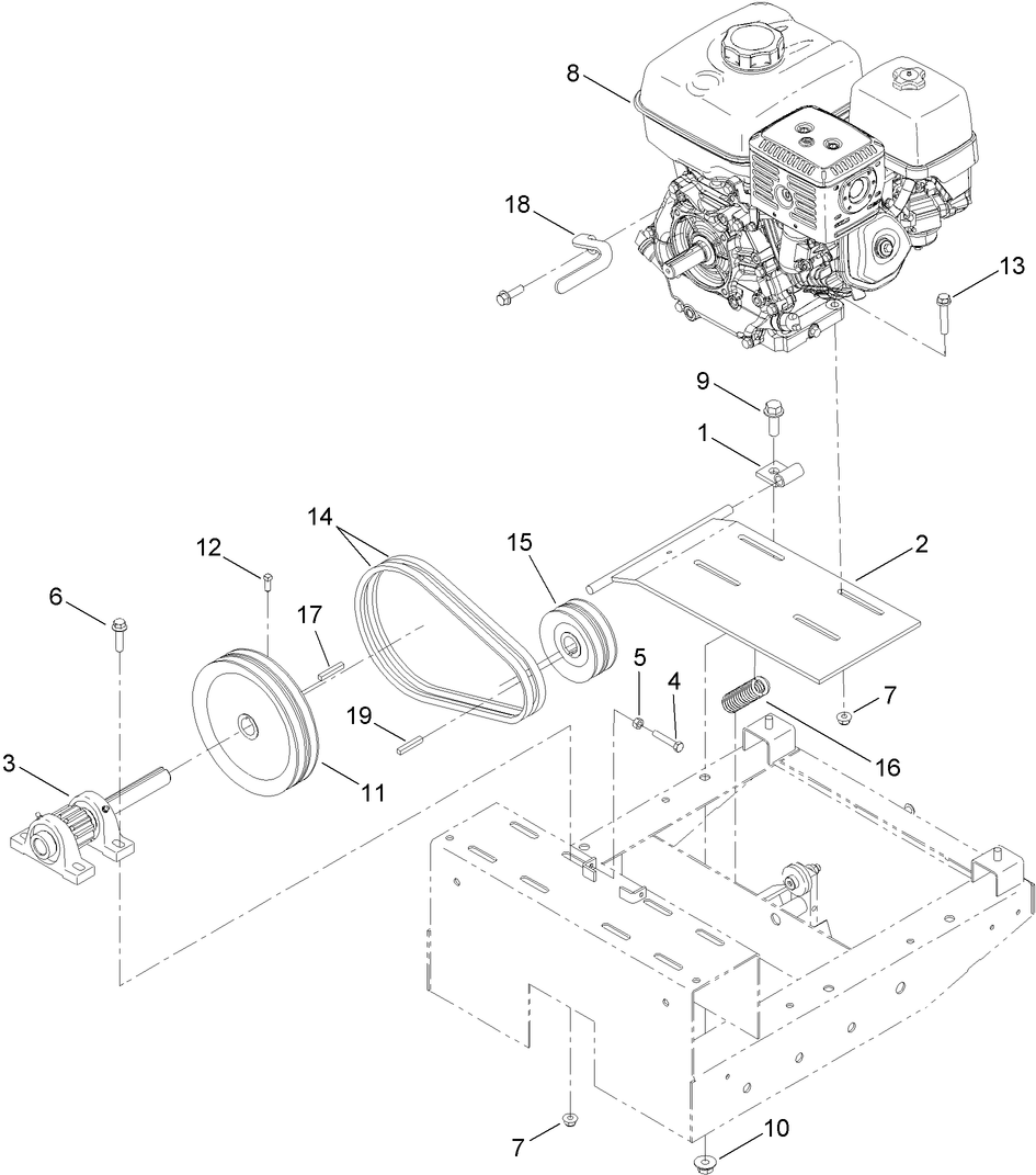 Engine and Belt Assembly