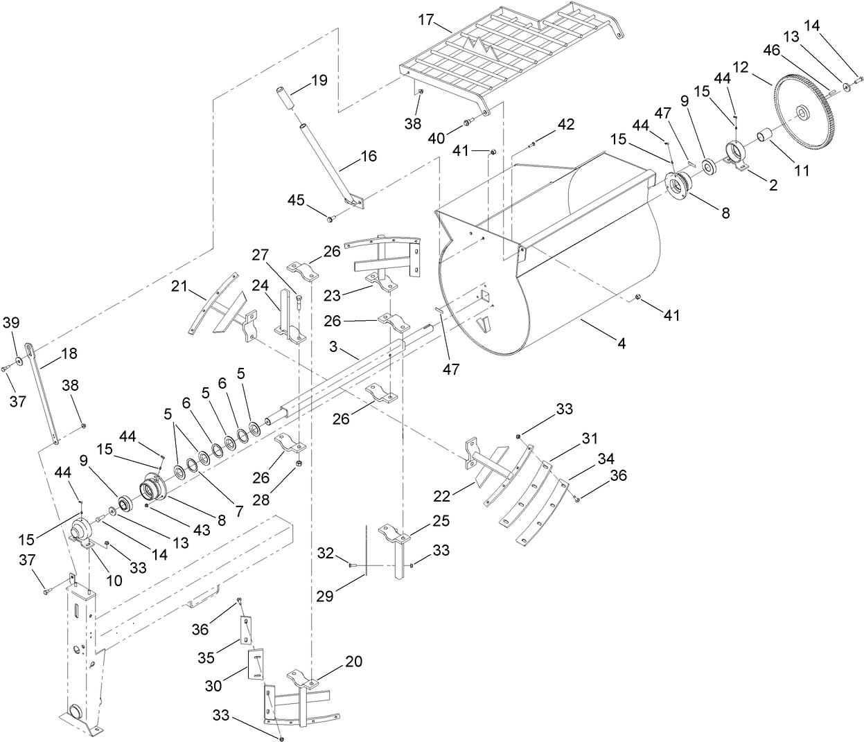 Drum, Paddle and Bearing Assembly