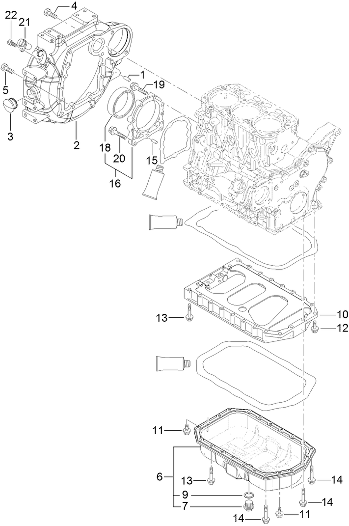 Flywheel Housing and Oil Sump Assembly