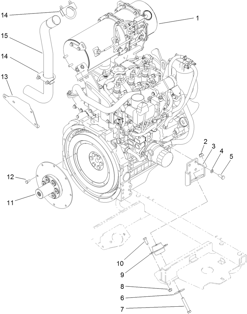 Engine Mount and Flywheel Coupling Assembly