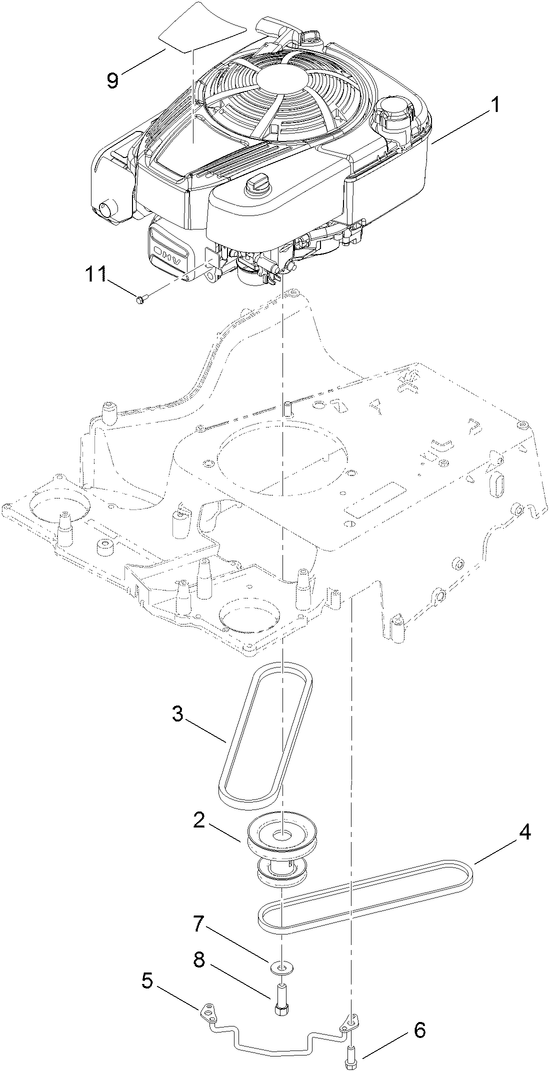 Engine and Pulley Assembly