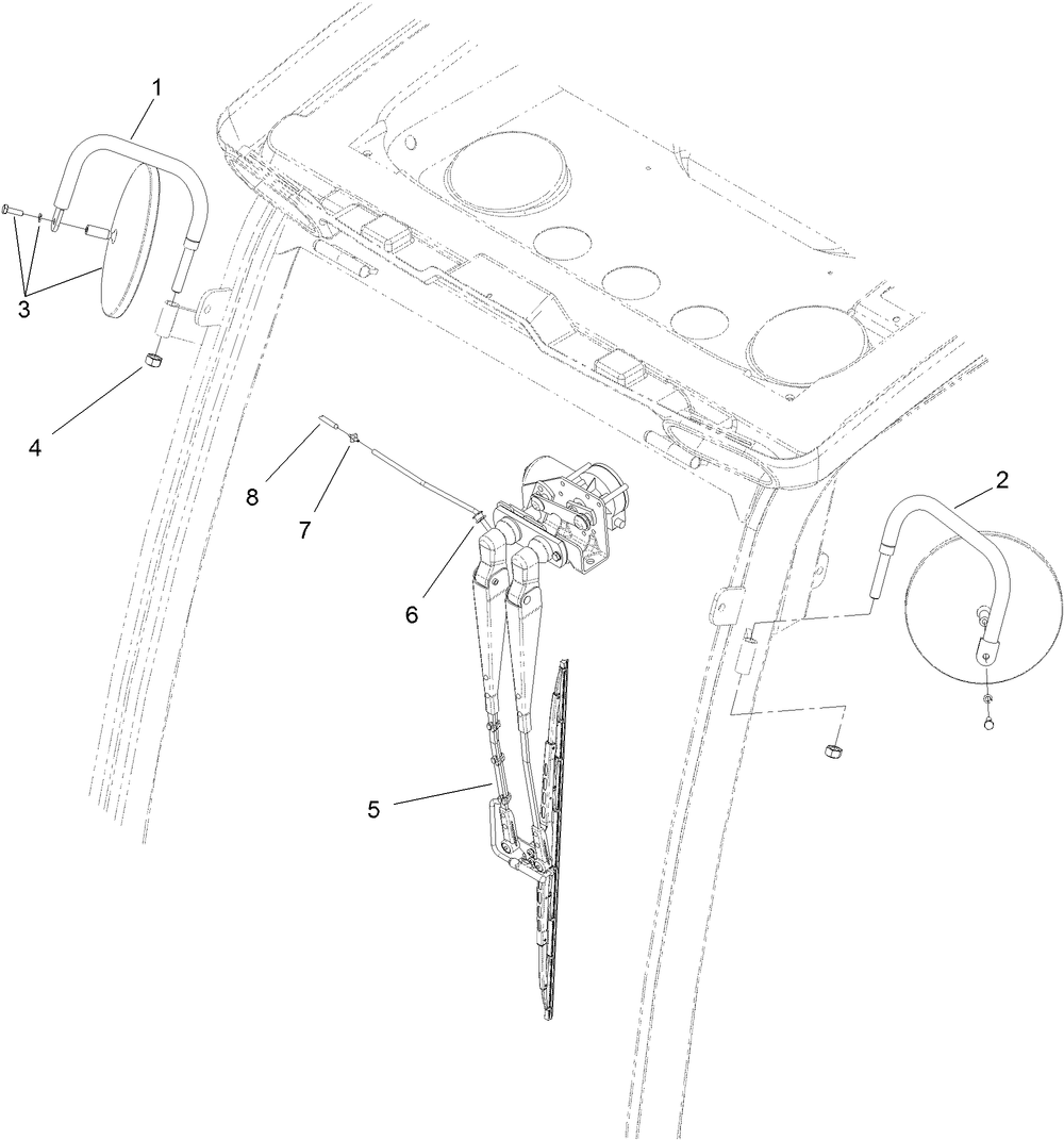 Door Striker, Wiper and Mirror Assembly