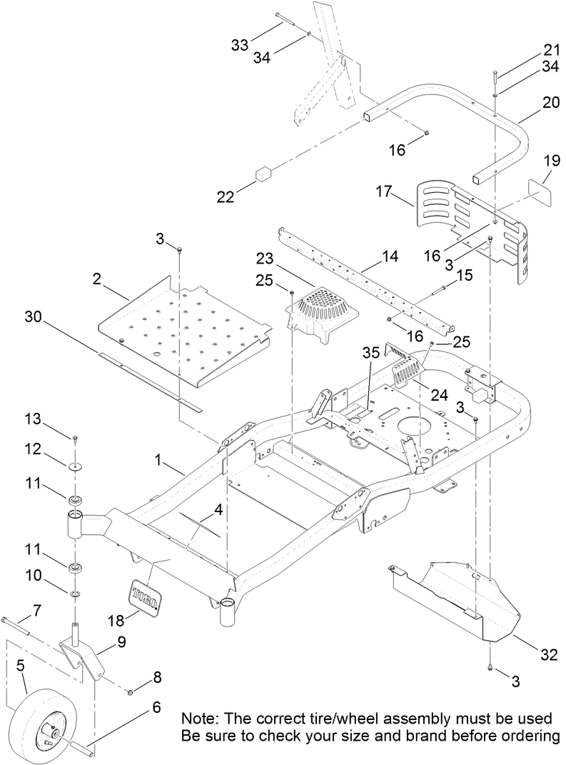 Main Frame and Caster Wheel Assembly