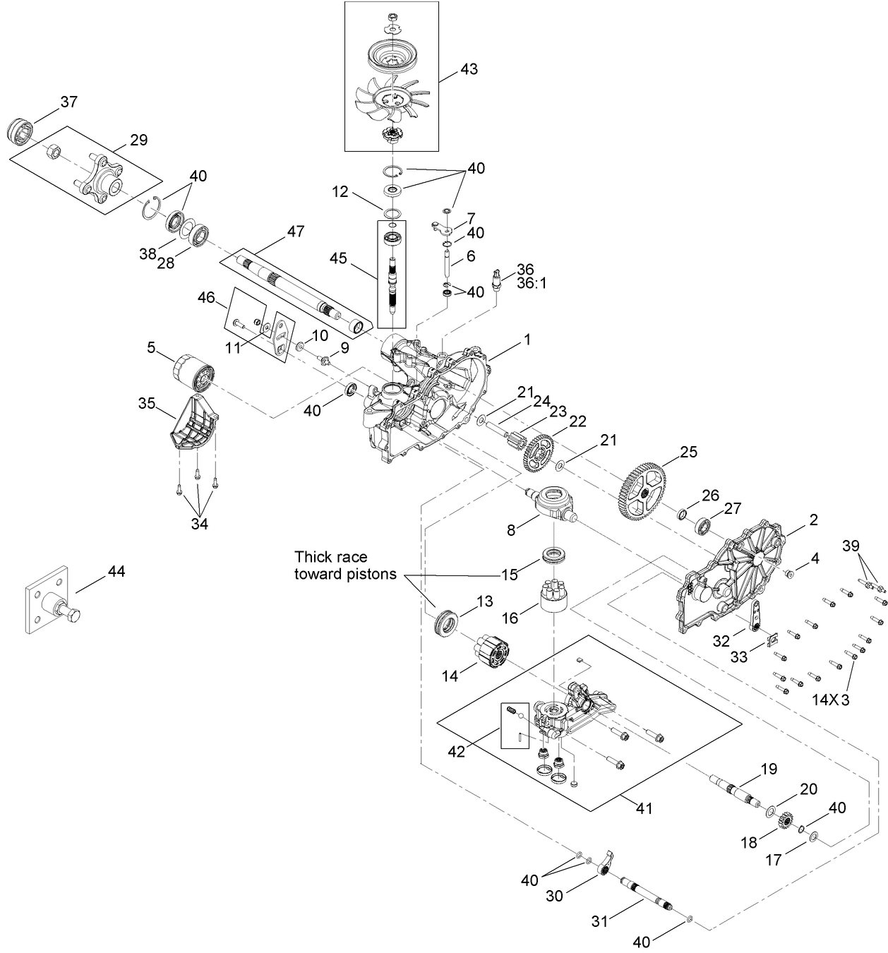Left Hand Hydro Transaxle Assembly No. 119-3360