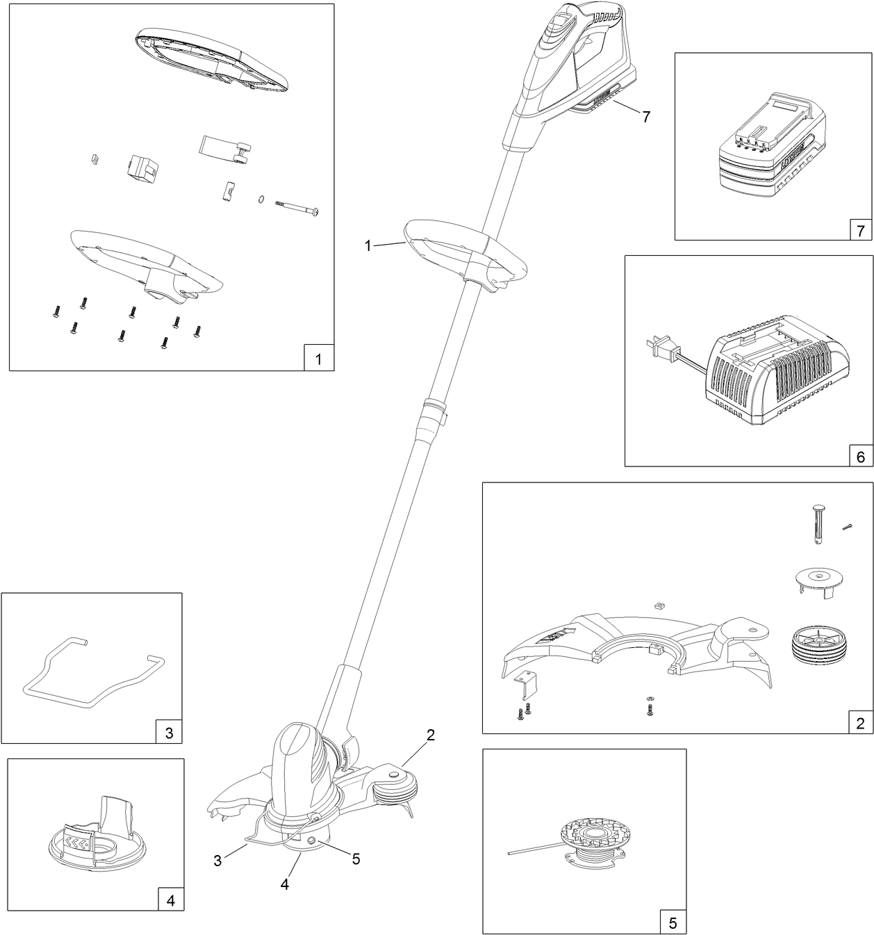 20 Volt Cordless Trimmer Service Parts