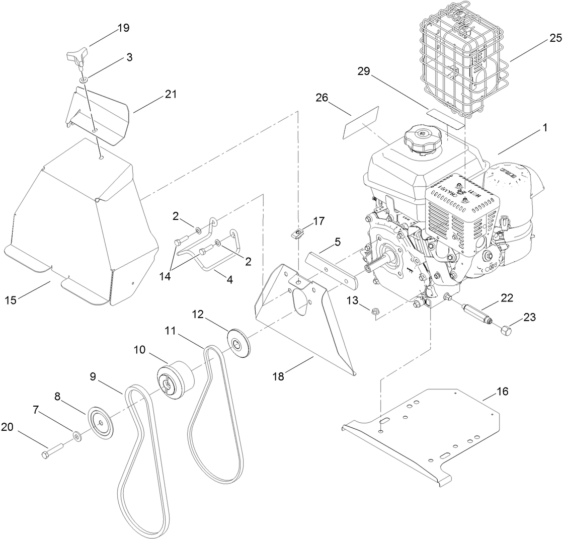 Engine and Pully Assembly