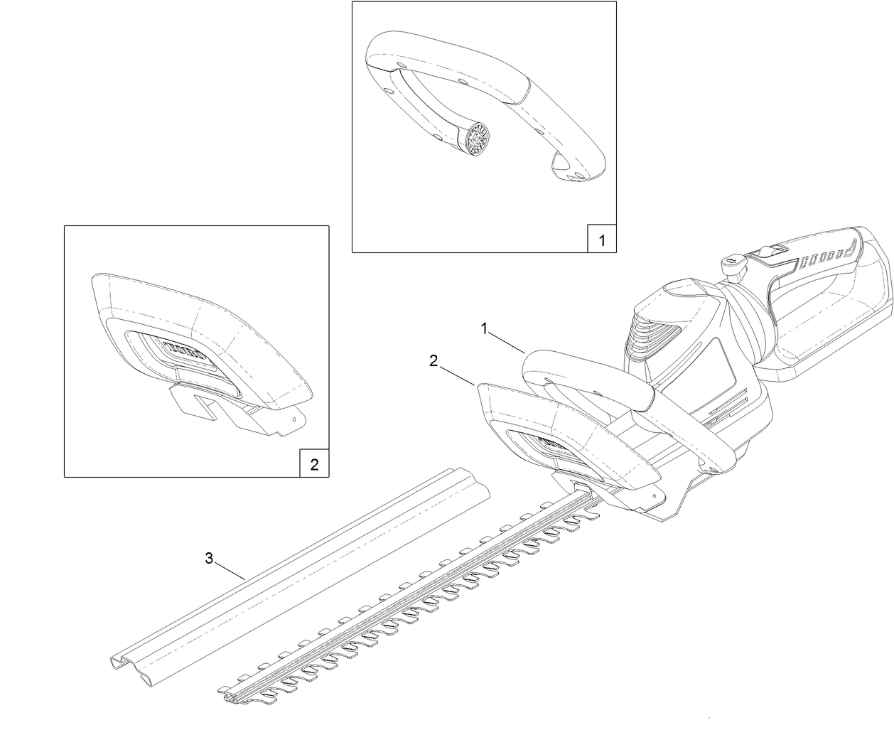 22in Cordless Hedge Trimmer Assembly