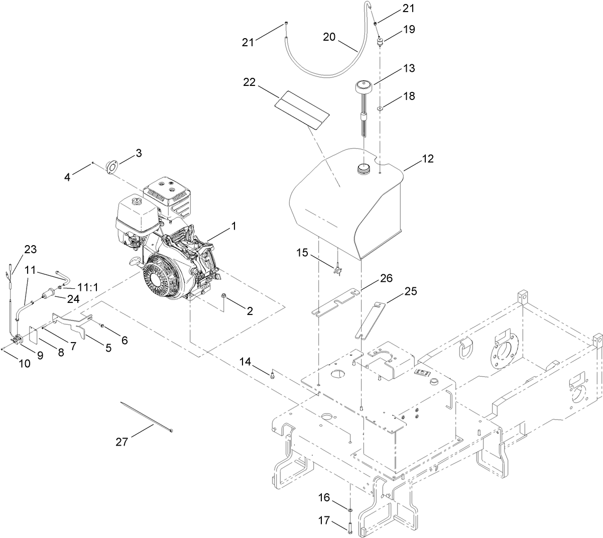 Engine and Fuel Tank Assembly