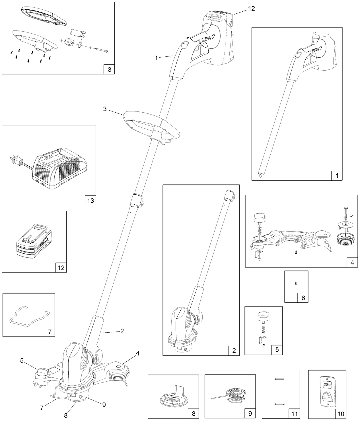 24 Volt Cordless Trimmer Service Parts