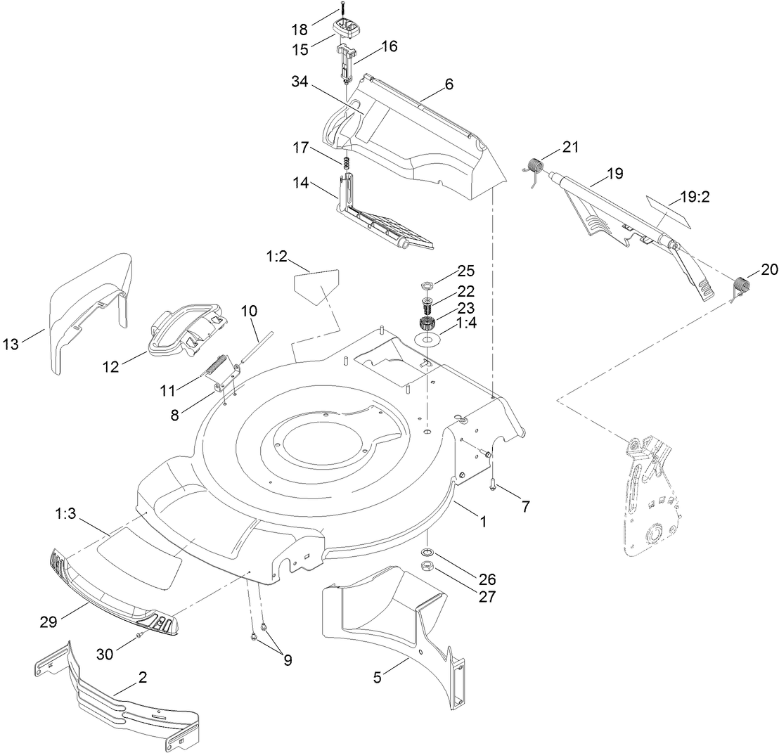 Deck, Side Chute and Rear Door Assembly