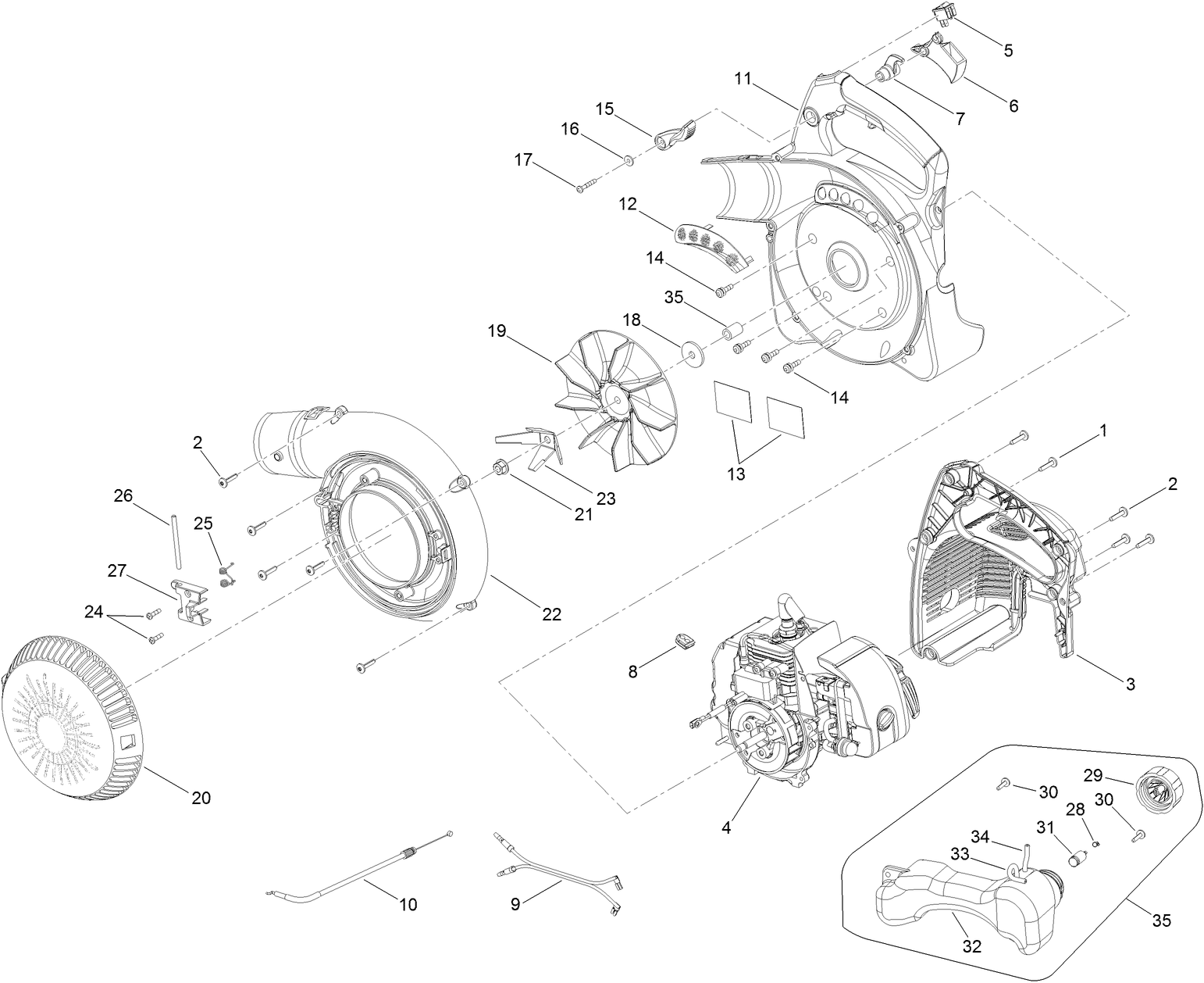 Engine and Housing Assembly