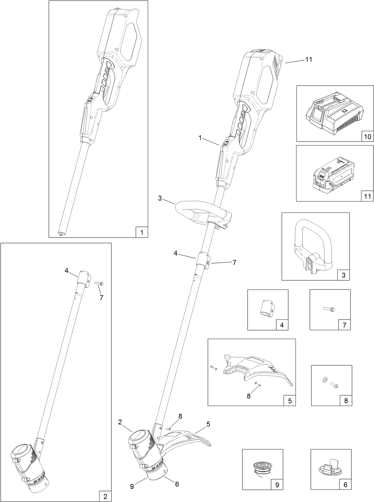 48 Volt Cordless Trimmer Service Parts