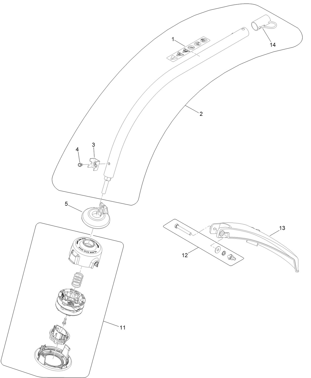Trimmer Head, Shaft and Guard Assembly