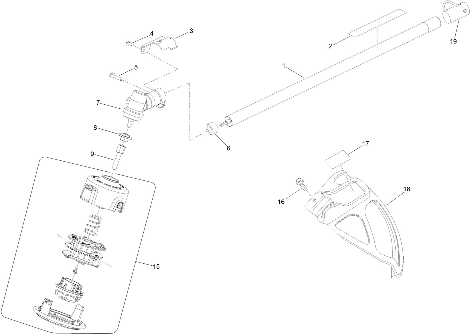 Trimmer Head, Straight Shaft and Guard Assembly