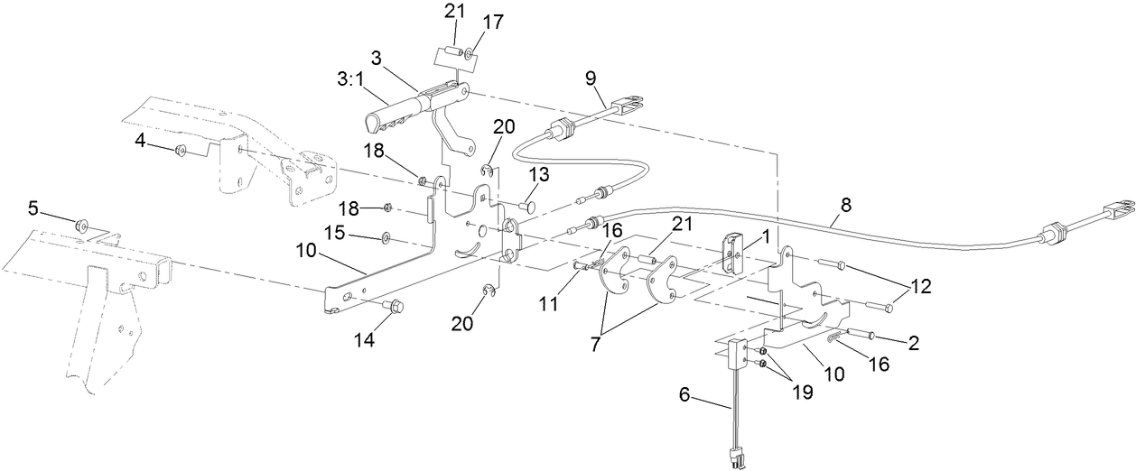 Parking Brake Lever and Cable Assembly