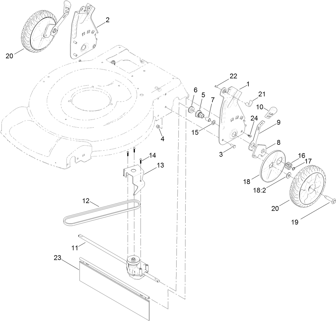 Transmission and Rear Wheel Drive Assembly