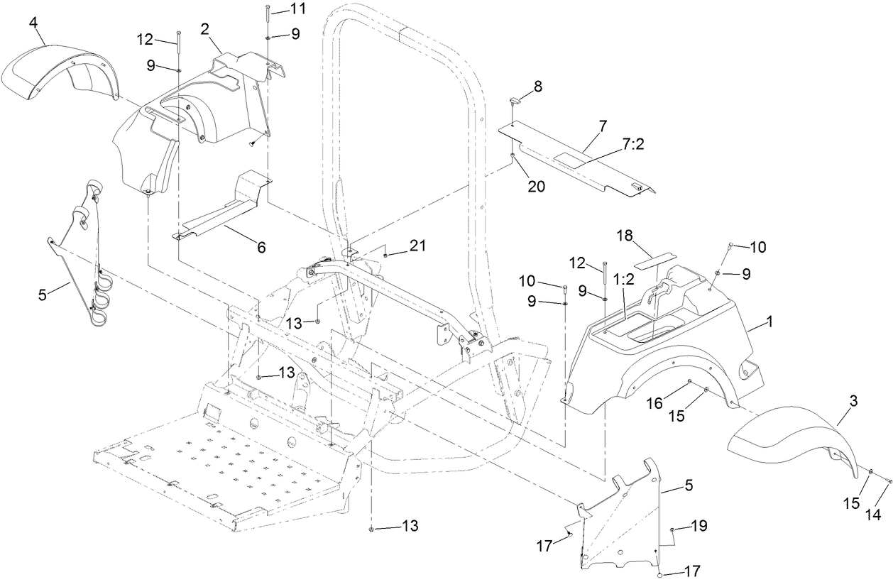 Seat Base and Front Fender Assembly