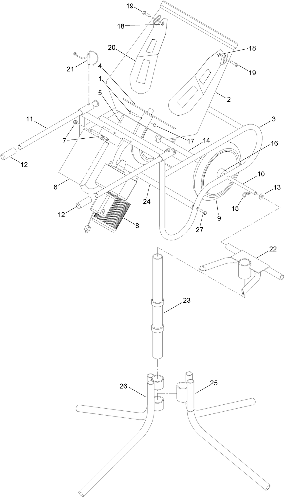 Concrete Mixer Assembly with Stand