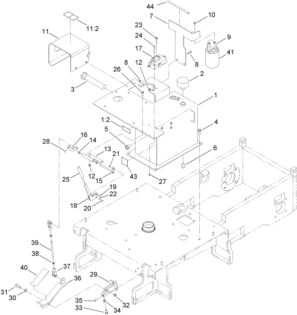 Hydraulic Tank and Dump Pedal Assembly