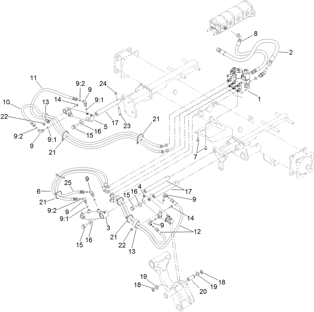 Deck No. 1, 4 and 5 Lift Circuit Hydraulic Assembly
