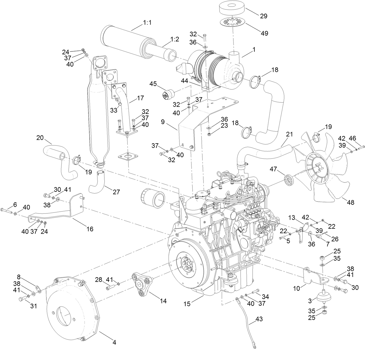Engine and Mounting Assembly