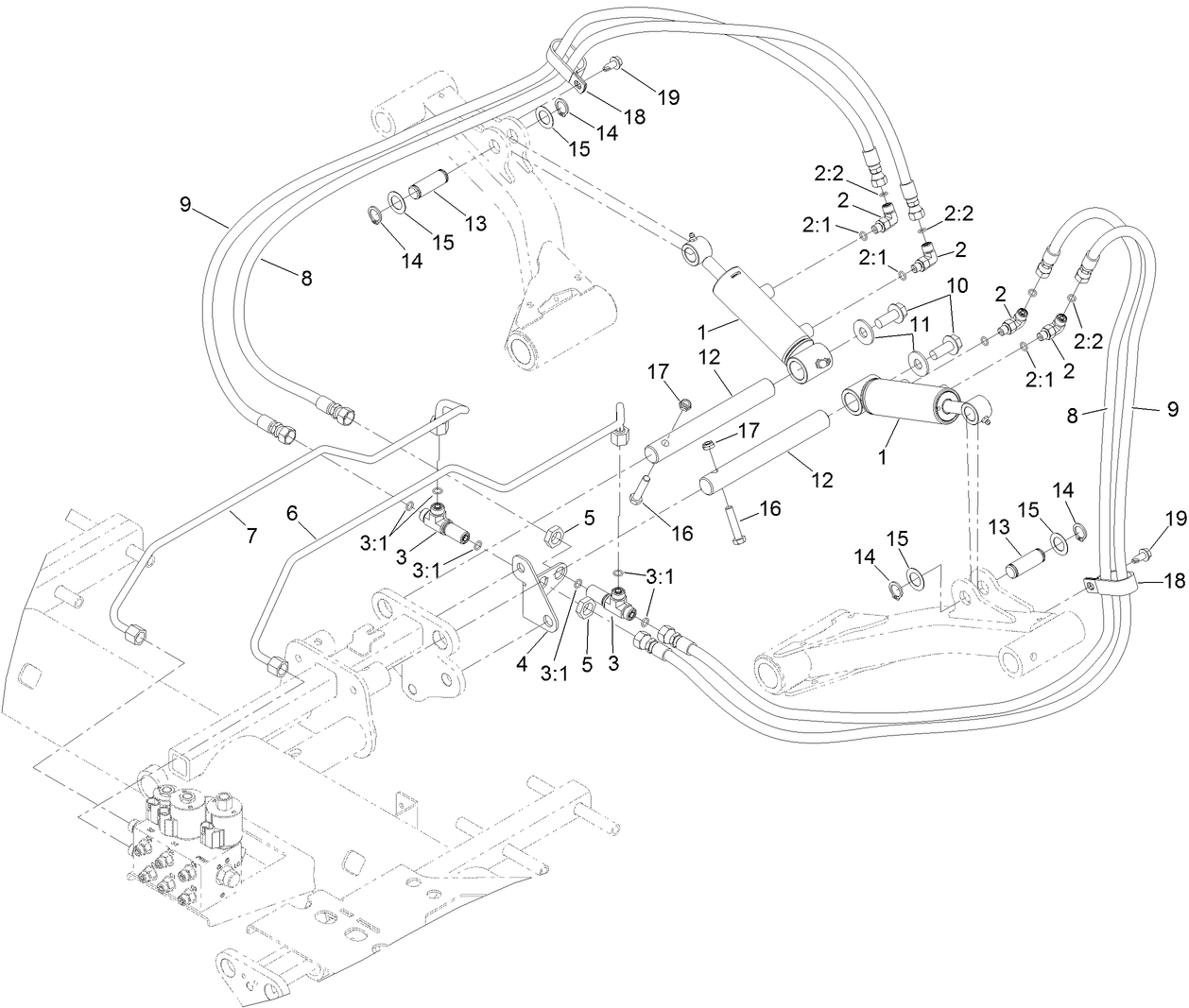 Deck No. 2 and 3 Lift Circuit Hydraulic Assembly