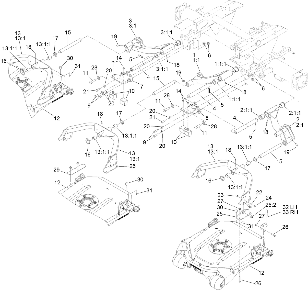 No. 1, 4 and 5 Deck and Lift Arm Assembly