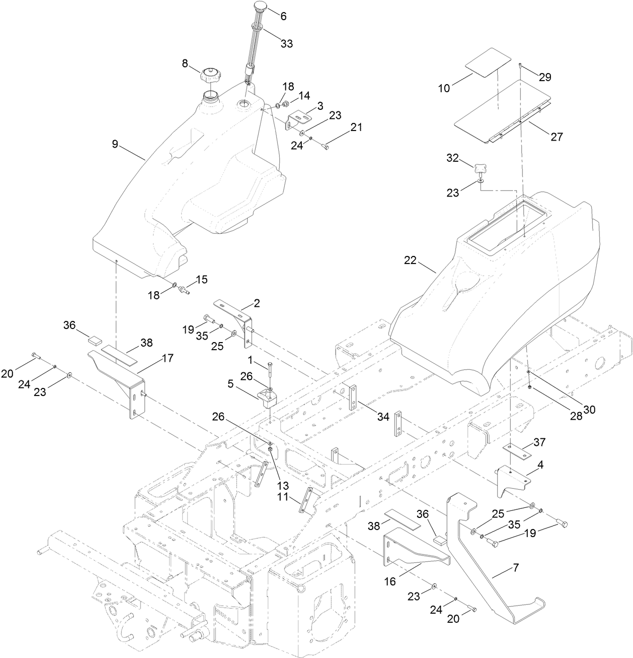Fuel Tank and Storage Pod Assembly