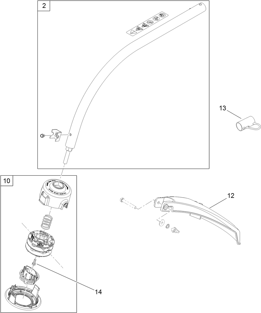 Trimmer Head, Shaft and Guard Assembly