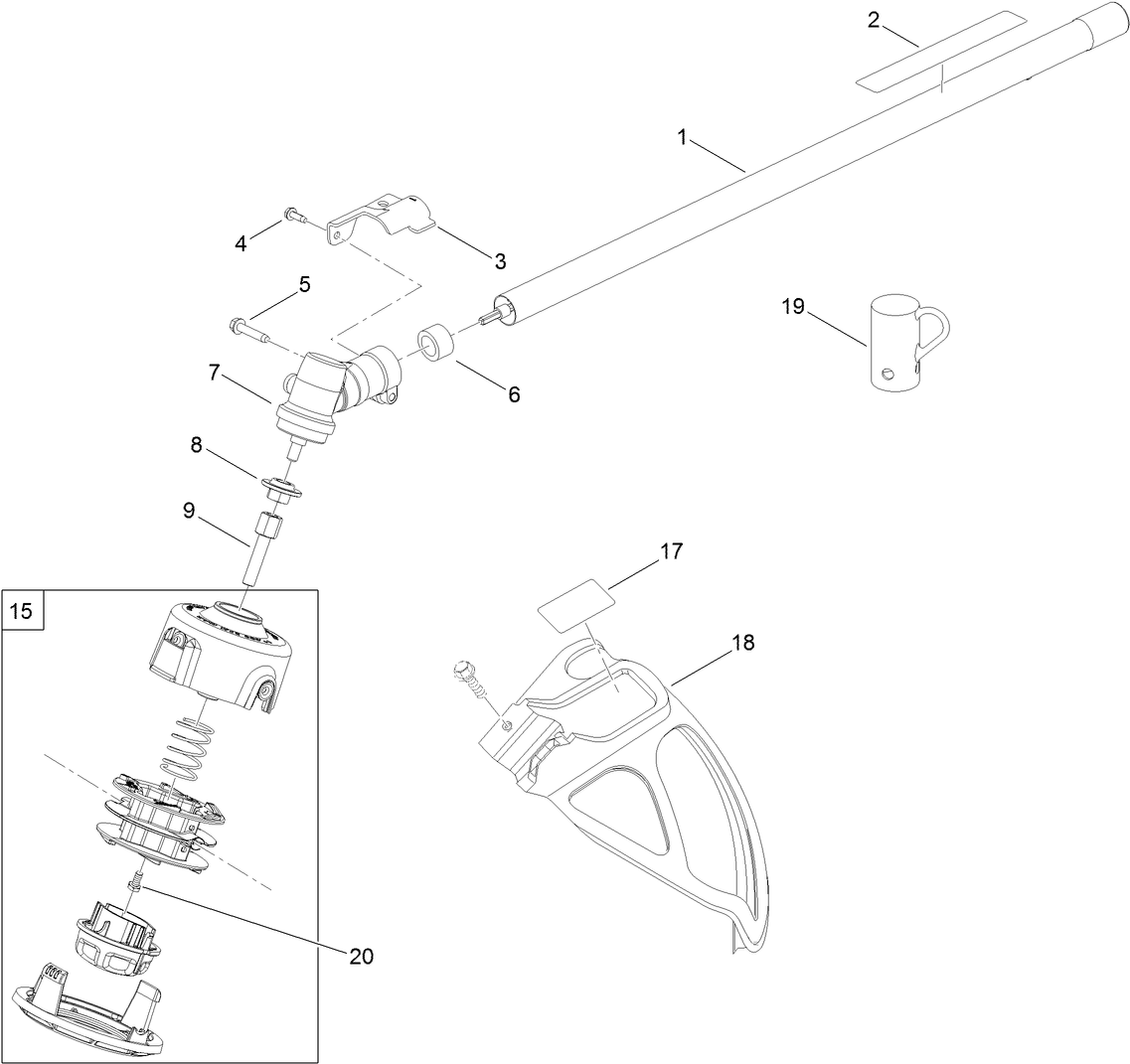 Trimmer Head, Straight Shaft and Guard Assembly