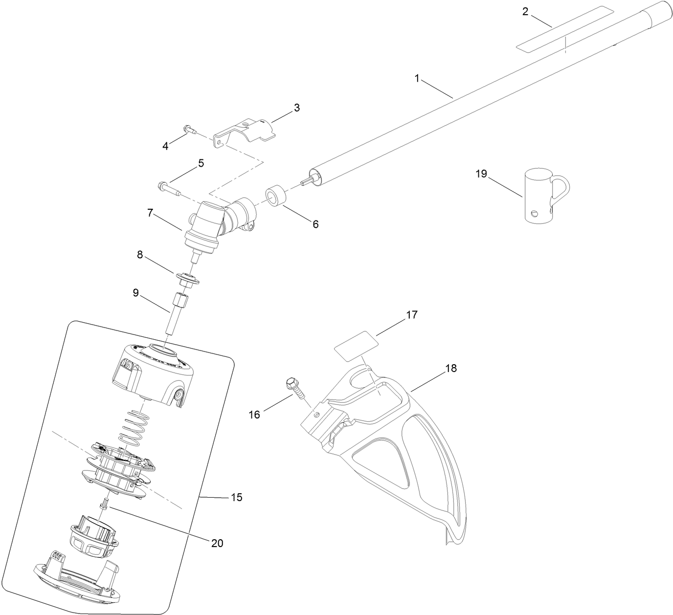 Trimmer Head, Straight Shaft and Guard Assembly