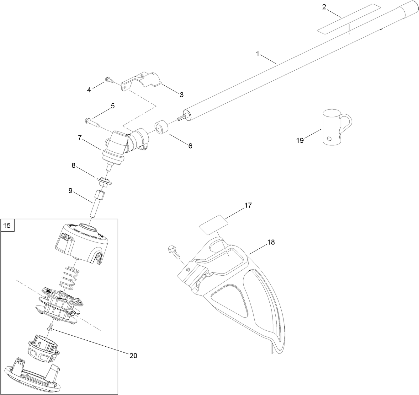 Trimmer Head, Straight Shaft and Guard Assembly