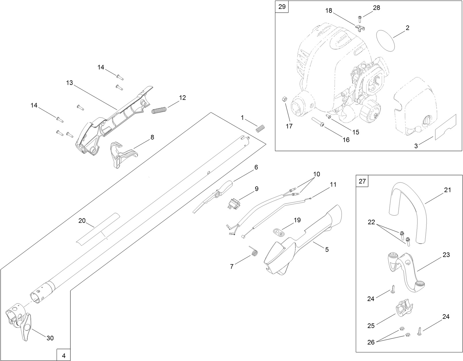 Upper Shaft, Handle and Powerhead Assembly