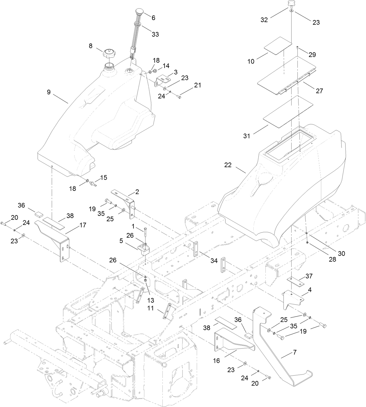 Fuel Tank and Storage Pod Assembly
