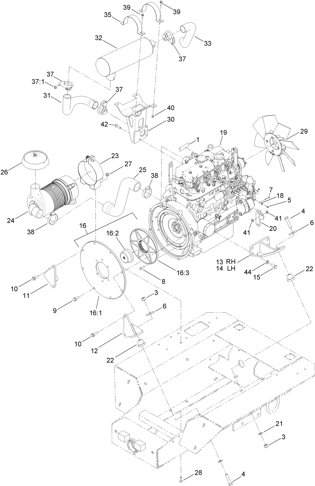 Engine, Air Cleaner and Exhaust Assembly