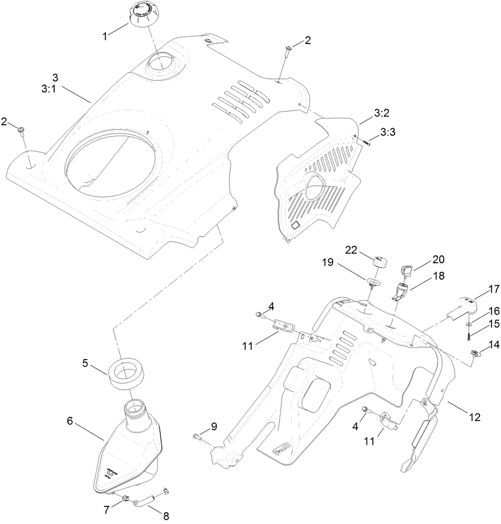 Shroud and Gas Tank Assembly