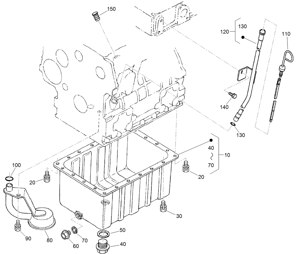 Oil Pan, Pump and Dipstick Assembly