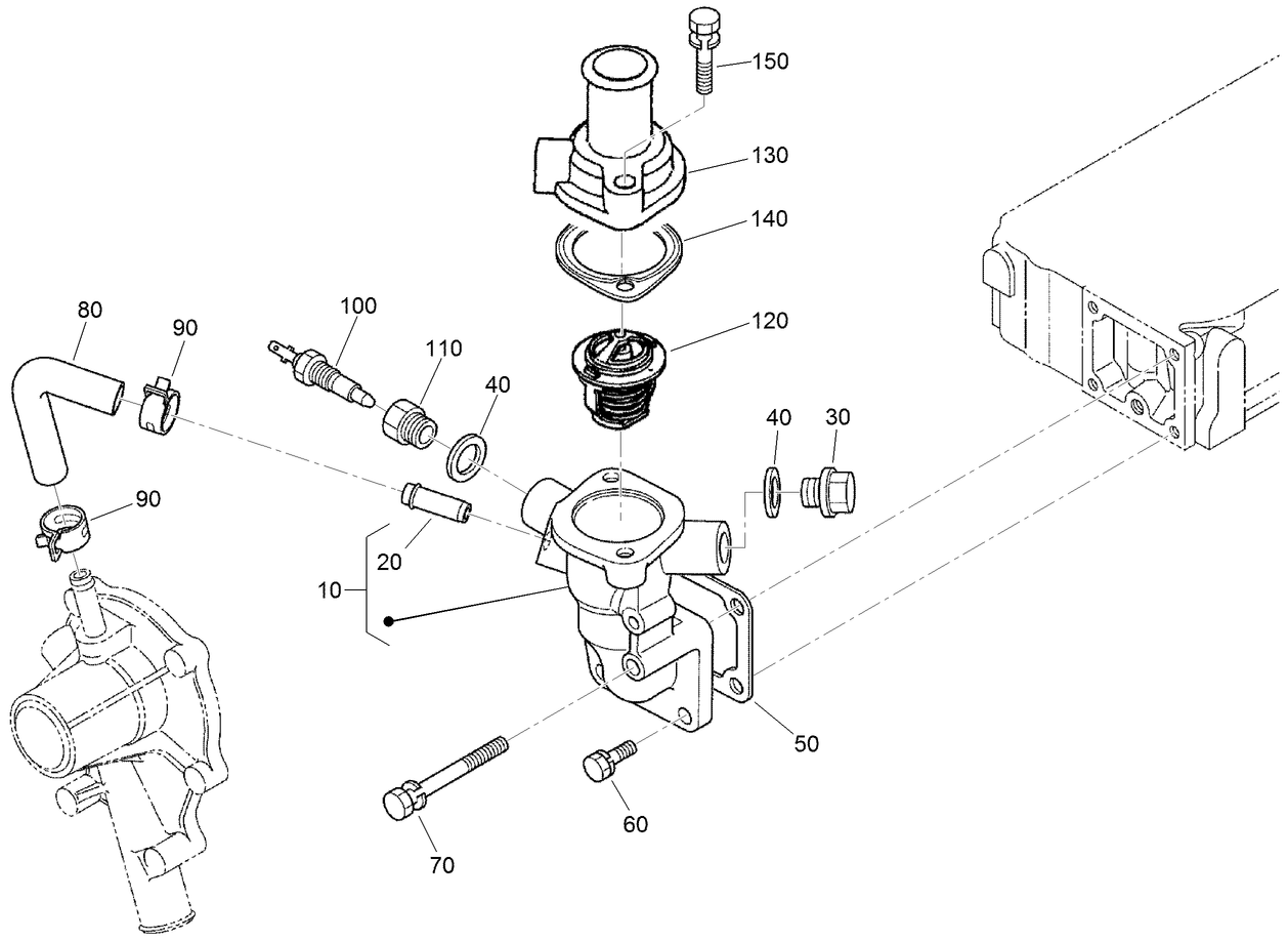 Water Flange and Thermostat Assembly