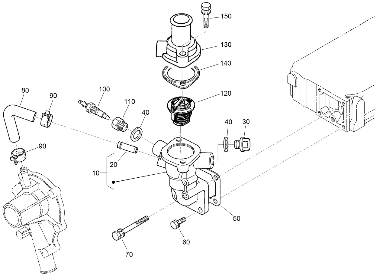 Water Flange and Thermostat Assembly