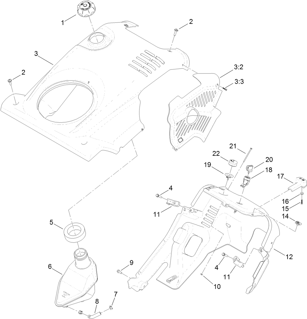 Shroud and Gas Tank Assembly