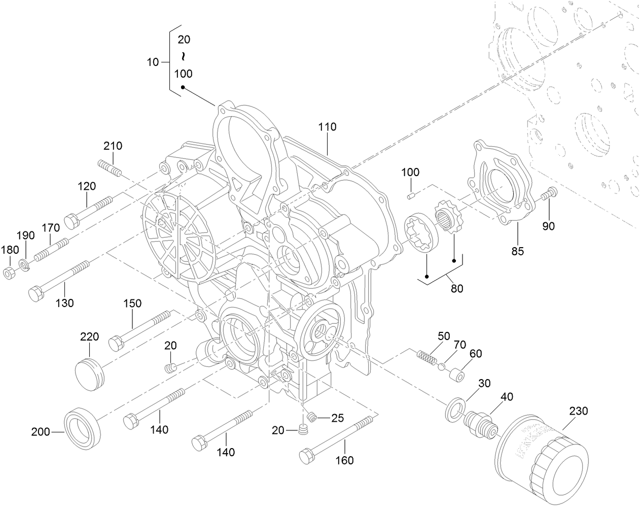 Gear Case and Oil Filter Cartridge Assembly