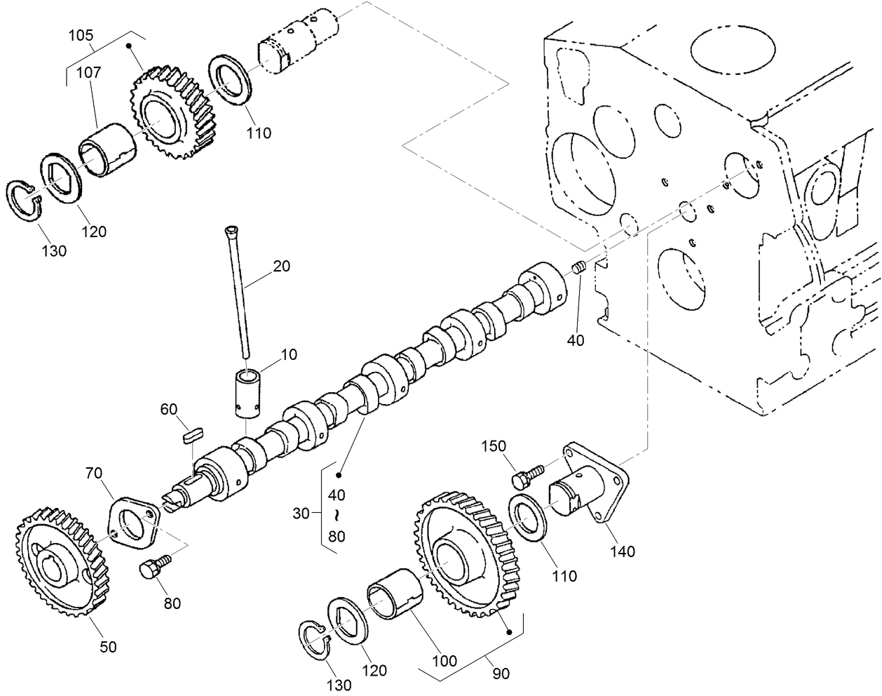Camshaft and Idle Gear Shaft Assembly