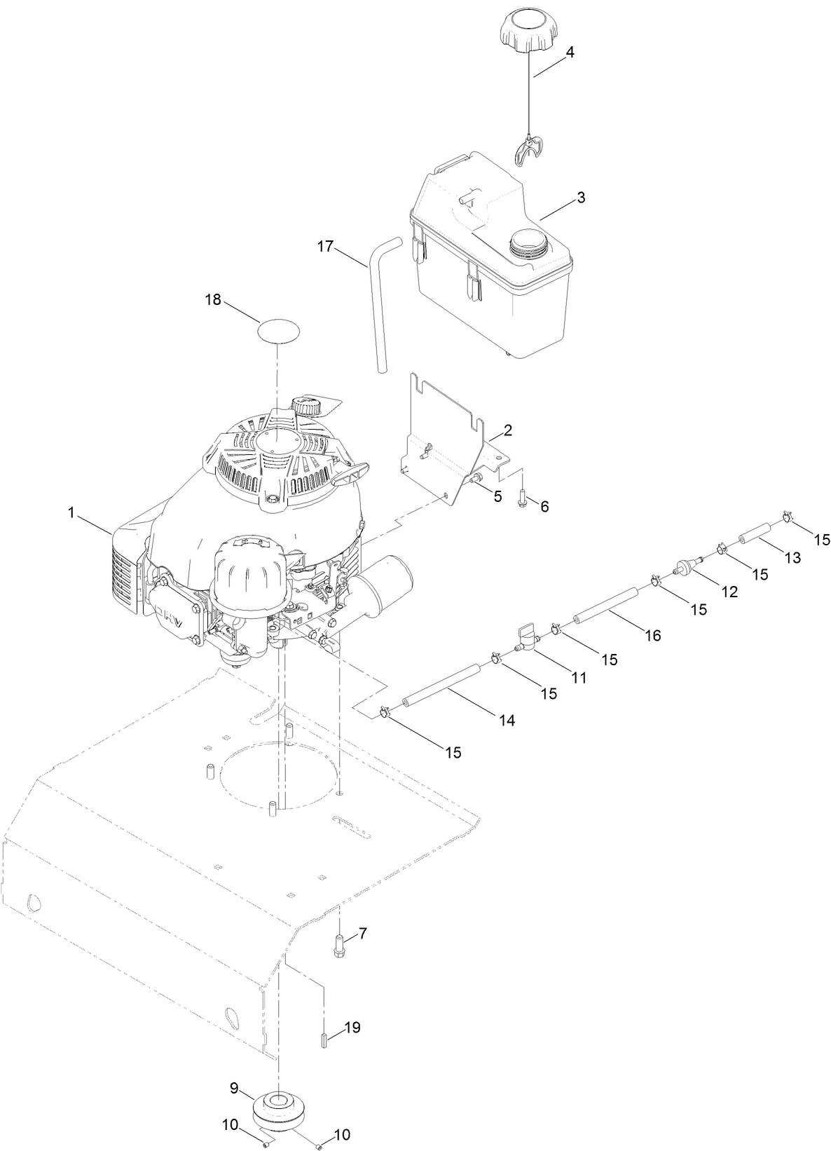 Engine and Fuel Tank Assembly