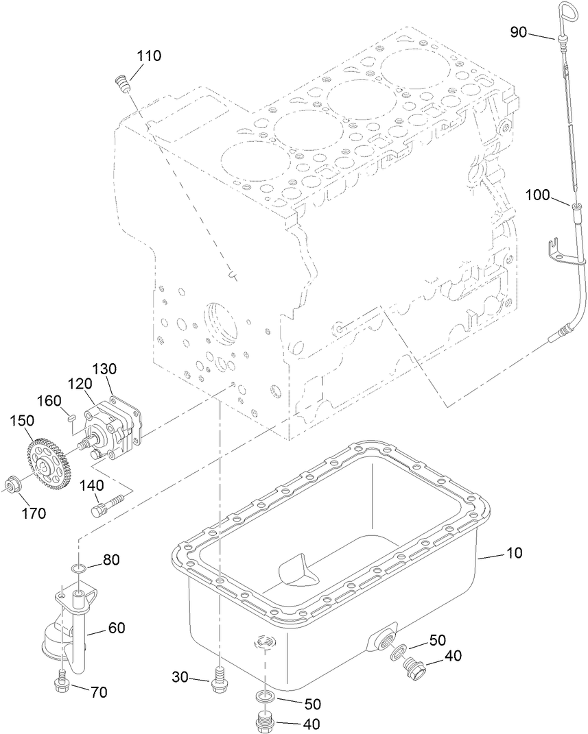 Oil Pan, Oil Pump and Dipstick Assembly