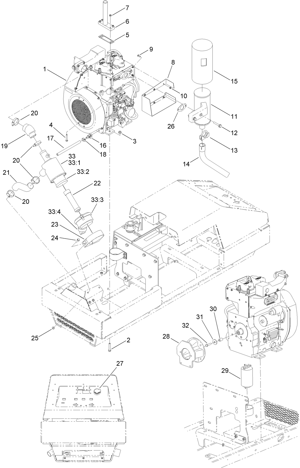Engine, Air Cleaner and Muffler Assembly