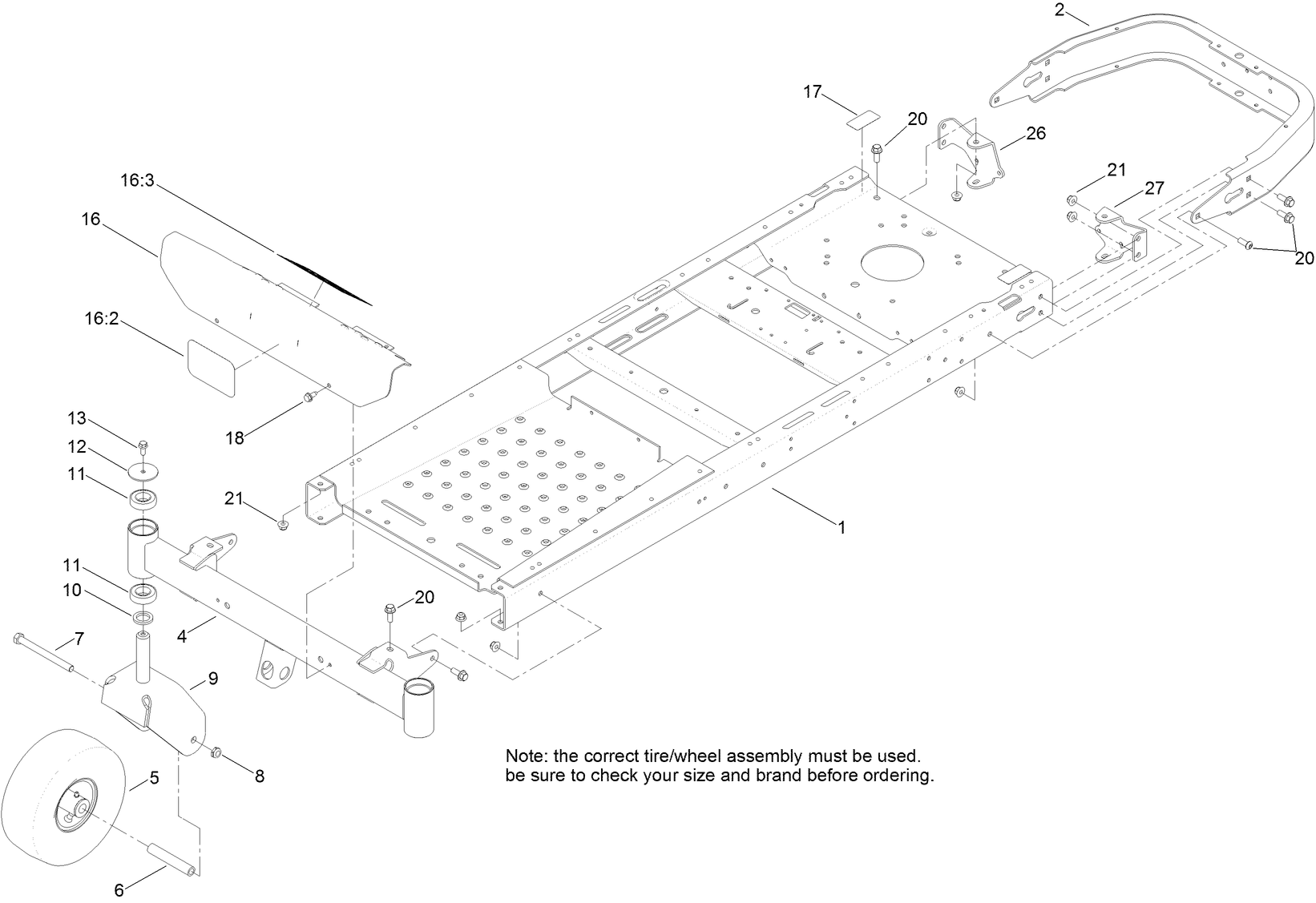 Frame, Front Axle and Caster Wheel Assembly