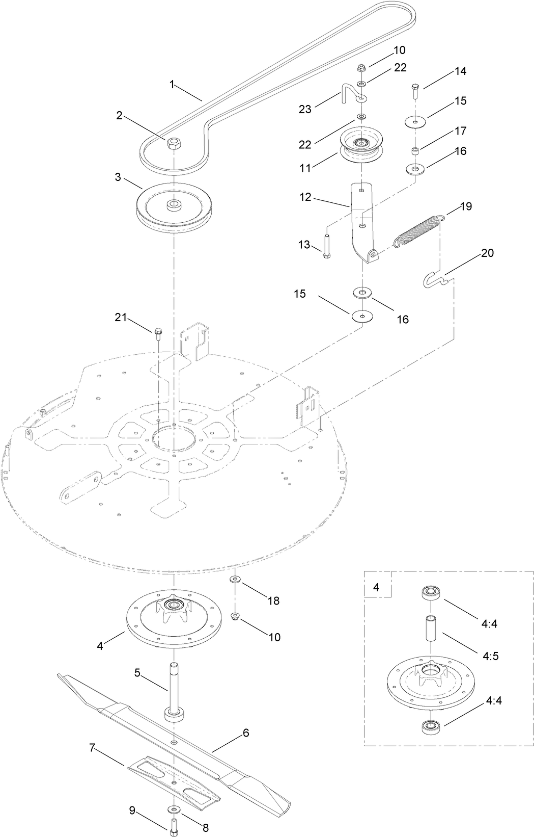 32 Inch Deck, Belt and Blade Assembly